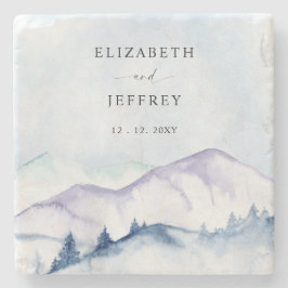 Porta-copo De Pedra Montanhas Rustic Watercolor Fora do Casamento dos 