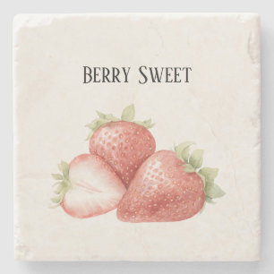 Porta-copo De Pedra Morangos Berry Sweet