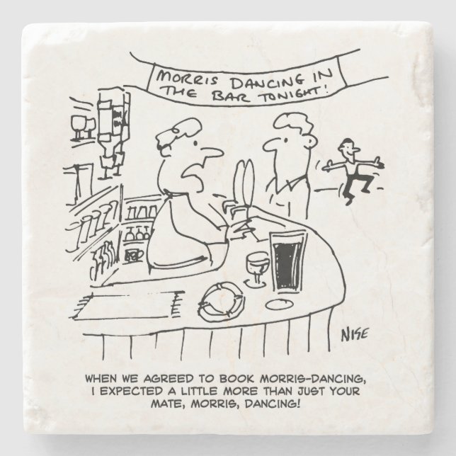 Porta-copo De Pedra Morris Dançando em Pub. Tradicional Dança Morris (Frente)