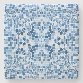 Porta-copo De Pedra Mosaico Azul Bizantino