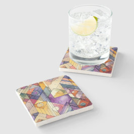 Porta-copo De Pedra Mosaico Geométrico Rich, Coloração de Vidro Obtida