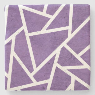 Porta-copo De Pedra Mosaico roxo e branco