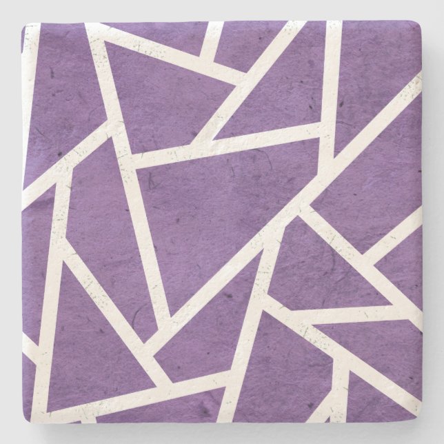Porta-copo De Pedra Mosaico roxo e branco (Frente)