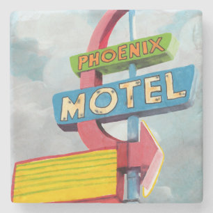 Porta-copo De Pedra Motel Phoenix Watercolor