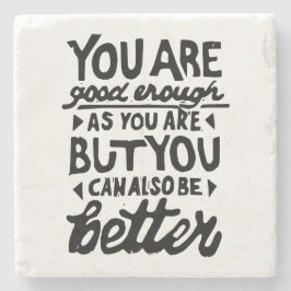 Porta-copo De Pedra Motivação Cotação Lino Impressão