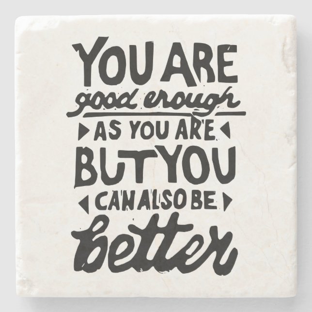 Porta-copo De Pedra Motivação Cotação Lino Impressão (Frente)