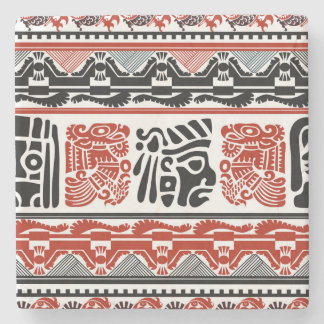 Porta-copo De Pedra Motivos indianos, vermelho-preto, padrão perfeito.