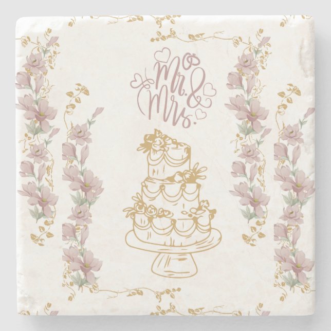 Porta-copo De Pedra mr e mrs (Frente)