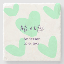 Porta-copo De Pedra Mr & Mrs adiciona o nome da família data ano lembr