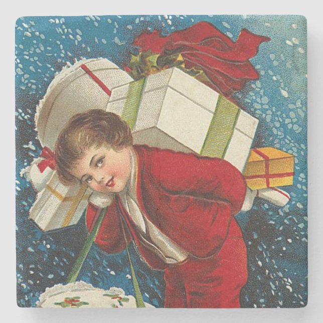 Porta-copo De Pedra Muitos pacotes de Natal (Frente)