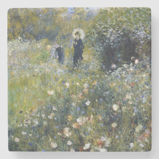 Porta-copo De Pedra Mulher com Parasol em Jardim por Auguste Renoir (Frente)
