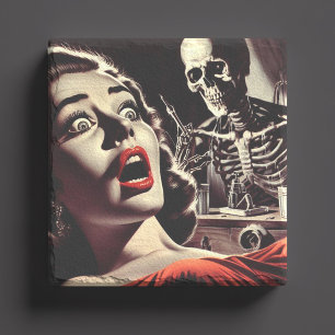 Porta-copo De Pedra Mulher de Terror Pulp Vintage