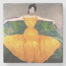 Porta-copo De Pedra Mulher em vestido amarelo (por Max Kurzweil)