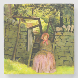 Porta-copo De Pedra Mulher esperando (por John Everett Millais)