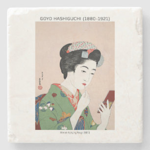 Porta-copo De Pedra Mulher japonesa aplicando rouge - Goyō Hashiguchi