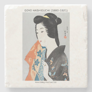 Porta-copo De Pedra Mulher japonesa segurando sua toalha - Goyō Hashig