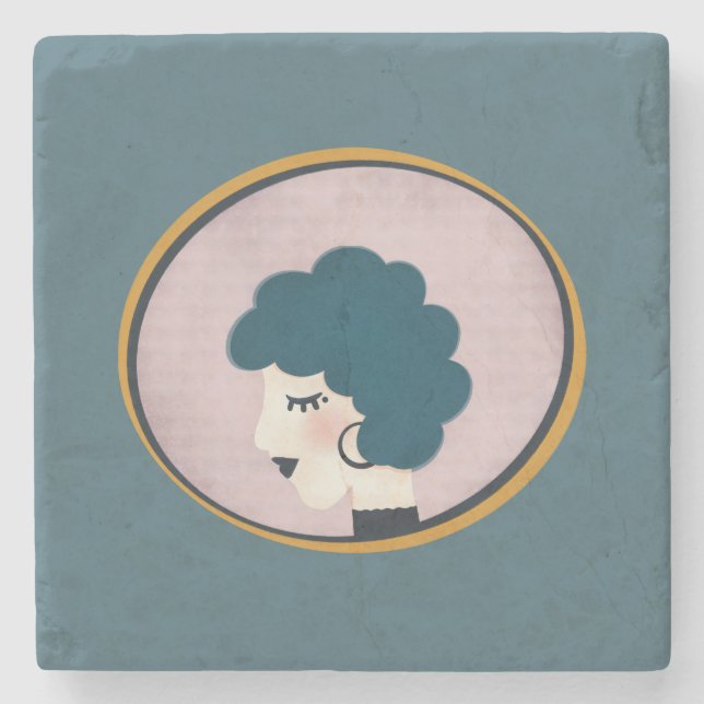 Porta-copo De Pedra Mulher no Espelho (Frente)