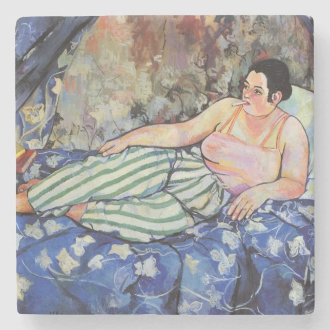 Porta-copo De Pedra Mulher no quarto azul (por Suzanne Valadon) (Frente)