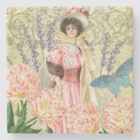 Mulher Vitoriana Floral Rosa Regência
