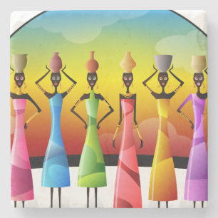 Porta-copo De Pedra Mulheres africanas com cerâmica em suas cabeças