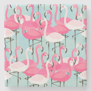 Porta-copo De Pedra Multidão cor-de-rosa e branca de flamingos