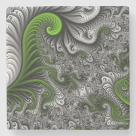 Porta-copo De Pedra Mundo Fantástico Arte Fractal Abstrata Verde e Cin