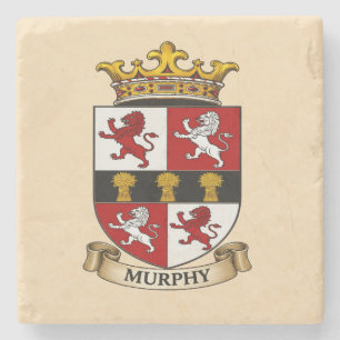 Porta-copo De Pedra Murphy Família Brasão de Armas Suporte de Panela