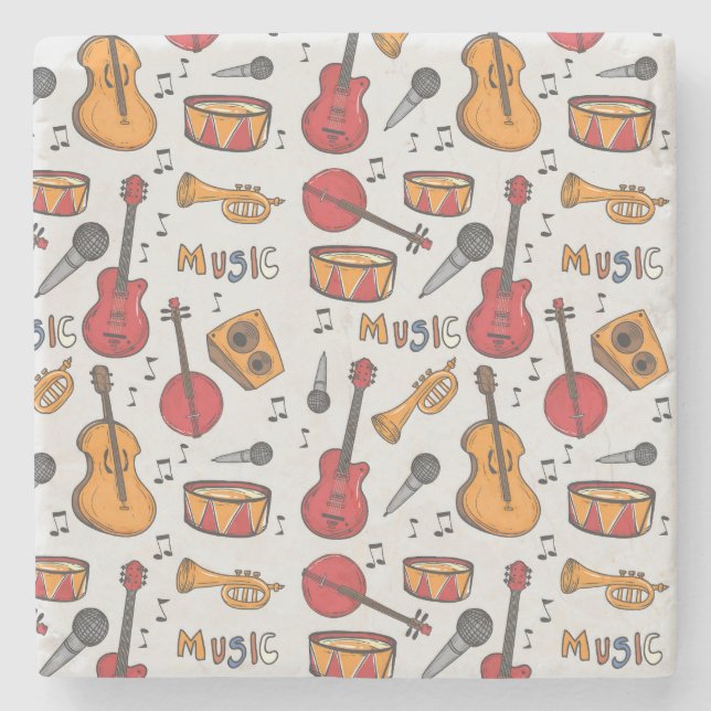 Porta-copo De Pedra Música legal Ameaçou Tambores Banjo Violão Mais Vi (Frente)