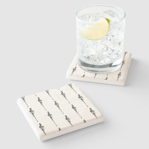 Porta-copo De Pedra Música Motif Derretendo Treble Clef Preto e Branco