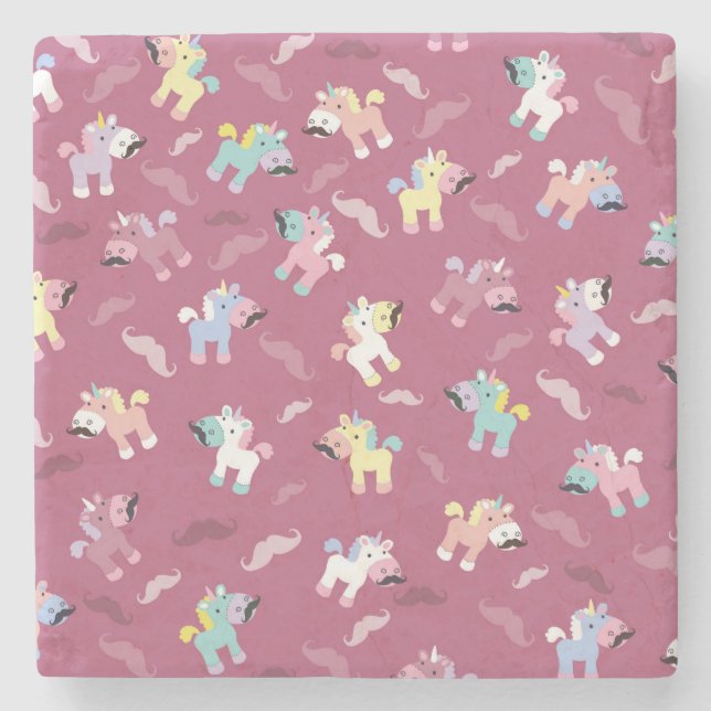 Porta-copo De Pedra Mustachio Unicornio (Frente)