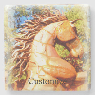 Porta-copo De Pedra Mustang Stallion Thunder_Cove