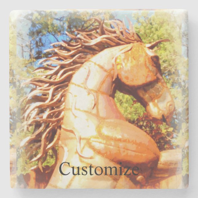 Porta-copo De Pedra Mustang Stallion Thunder_Cove (Frente)