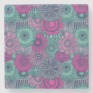 Porta-copo De Pedra Na moda brilhante padrão de flores lindas