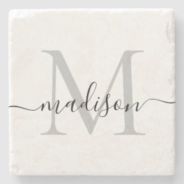 Porta-copo De Pedra Na moda de Nome de Script Monograma Personalizado
