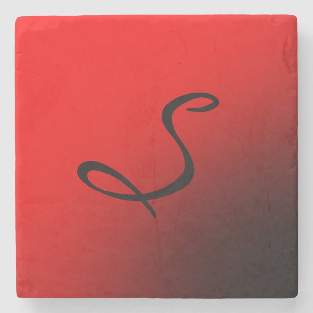 Porta-copo De Pedra Na moda Red Black Monograma Inicial (Frente)