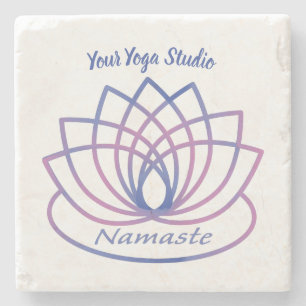Porta-copo De Pedra Namaste Purple e Flor de Lotus Rosa