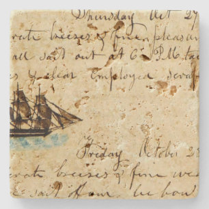 Porta-copo De Pedra Nantucket Whaling Ship Log 1841