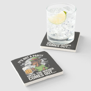 Porta-copo De Pedra Não é uma festa até que Dachshund Irish Beer Wiene