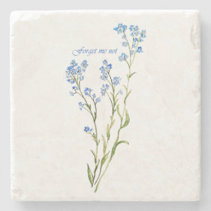 Porta-copo De Pedra Não me esqueças Flor de Jardim Aquarela Personaliz