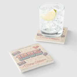 Porta-copo De Pedra Nascido em 1985 Vintage Stone Coaster | Retro 80s