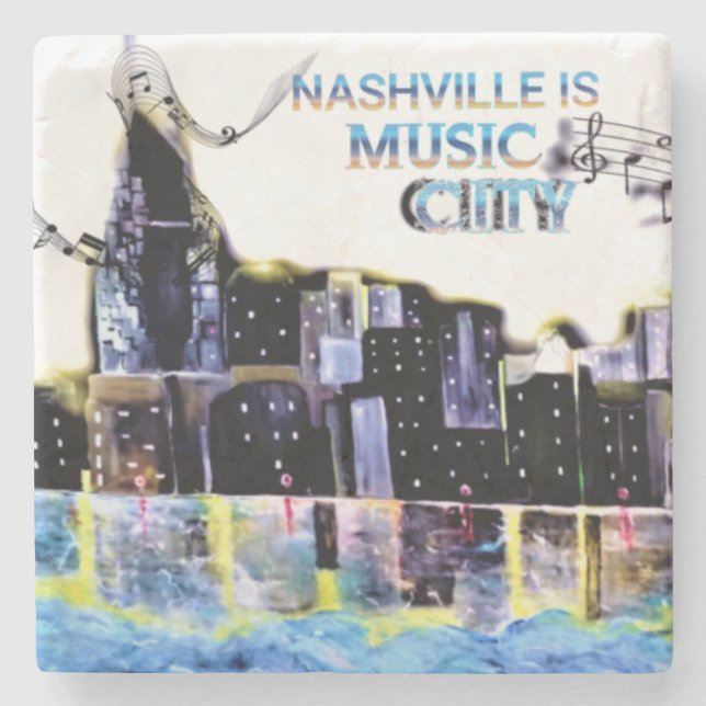 Porta-copo De Pedra Nashville É A Porta copos Musical City Marble (Frente)