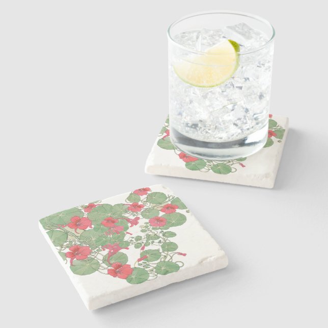 Porta-copo De Pedra Nasturtídeos vermelhos | Lituânia Antica 1896 (Lateral)