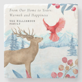 PORTA-COPO DE PEDRA NATAIS VINTAGES ELK CARDINAL VERMELHO PERSONALIZAD