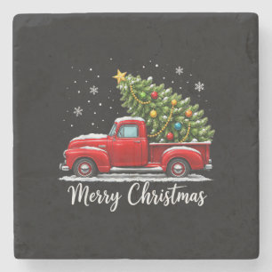 Porta-copo De Pedra Natal Feliz Natal Caminhão Vermelho Árvore Homens