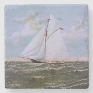 Porta-copo De Pedra Navio de Vela Antigo Iate de Sloope Oceano