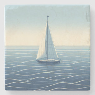 Porta-copo De Pedra Navio de vela no alto mar