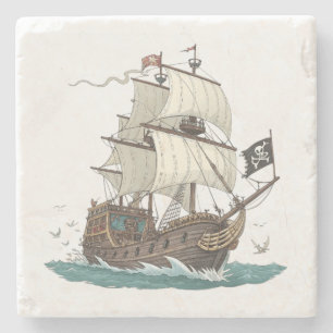 Porta-copo De Pedra Navio Pirata