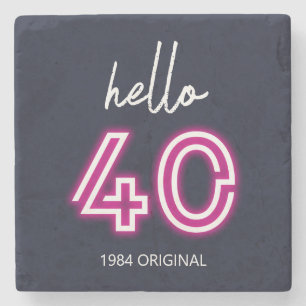 Porta-copo De Pedra Neon Alô Personalizado Quarenta Aniversário