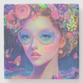 Porta-copo De Pedra Neon Garden Goddese