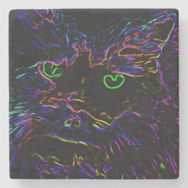 Porta-copo De Pedra Neon Glow Cat